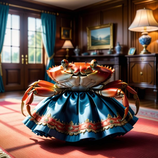 Picture of a crab in a skirt in the house