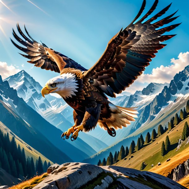 Pic of a jumping of a eagle in the mountains