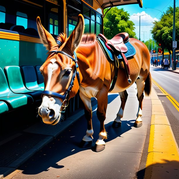 Image of a mule in a shoes on the bus stop