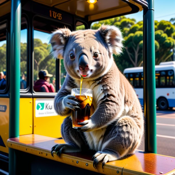 Picture of a drinking of a koala on the bus stop