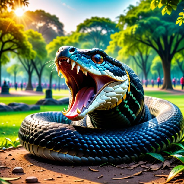 Photo of a crying of a cobra in the park