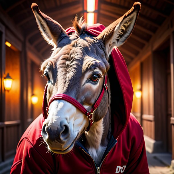 Imagen de un burro en una sudadera roja