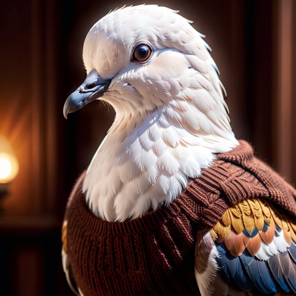 Image d'une colombe dans un pull brun