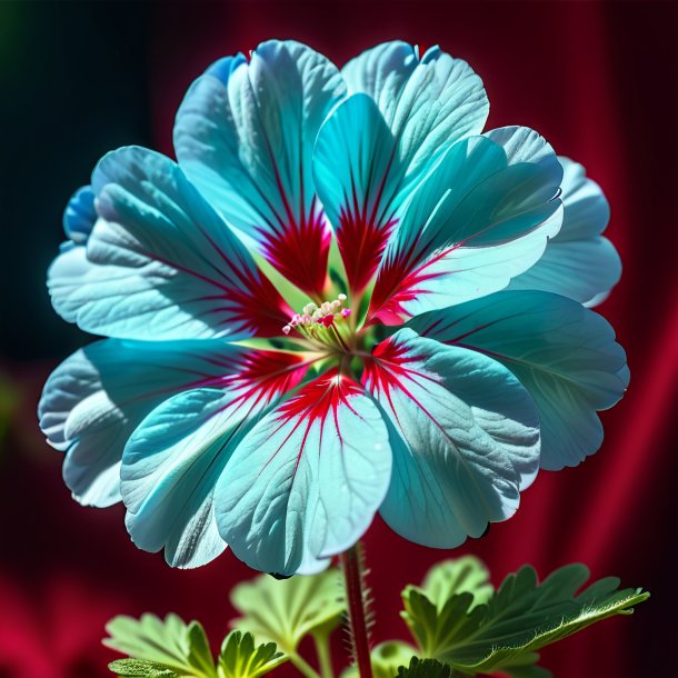 Portrait of a aquamarine geranium, scarlet