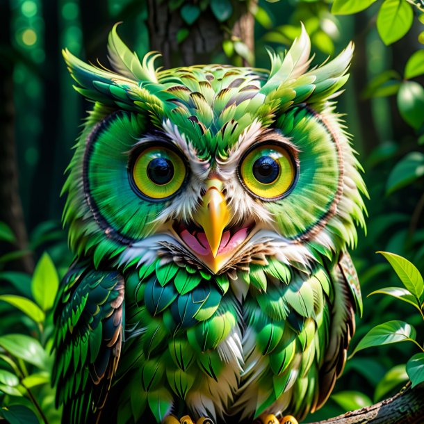 Pic of a green smiling owl