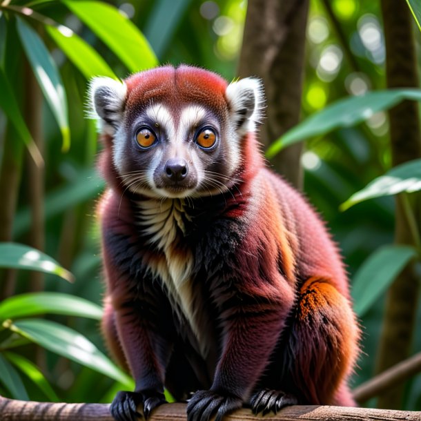 Pic of a maroon waiting lemur