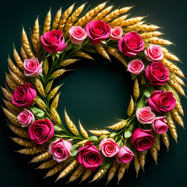 Image of a wheat wreath of roses