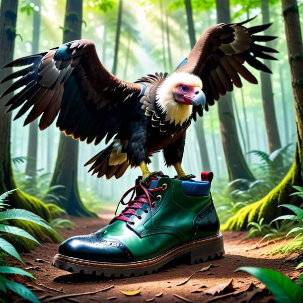 Picture of a vulture in a shoes in the forest