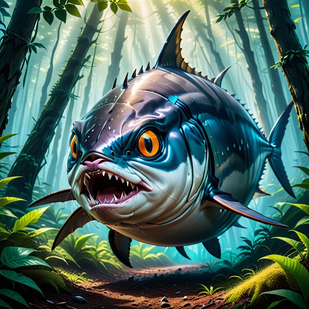 Photo of a threatening of a tuna in the forest