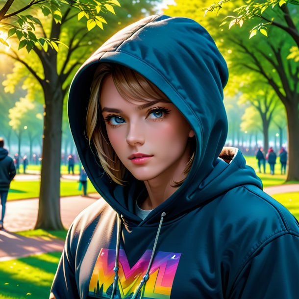 Illustration of a mol in a hoodie in the park