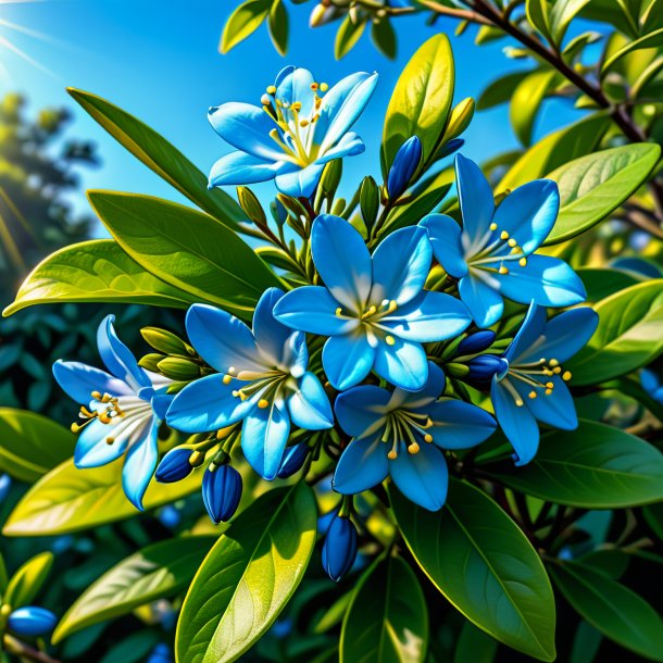 Illustration of a blue jessamine, spanish