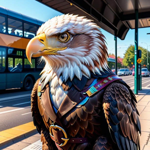 Dessin d'un aigle dans une ceinture sur l'arrêt de bus