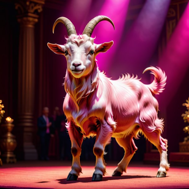 Foto de una cabra rosa bailando