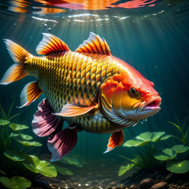 Photo of a carp in a skirt in the water