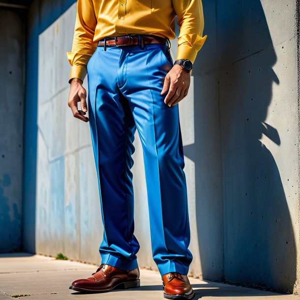 Portrait of a blue trousers from concrete