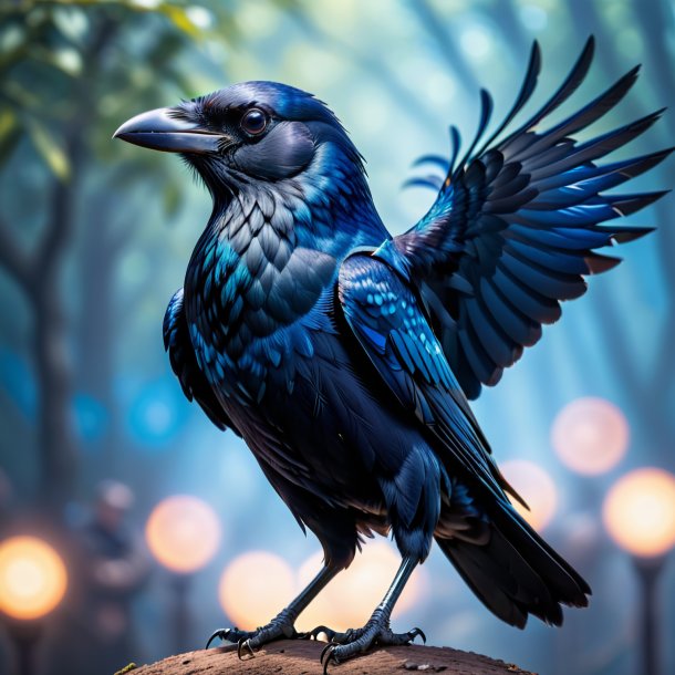 Pic of a blue dancing crow