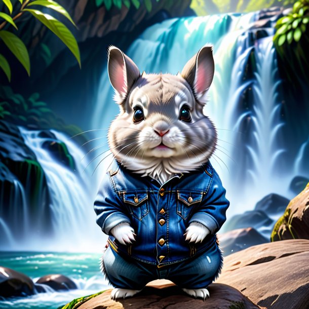 Photo d'une chinchillas dans un jean dans la cascade