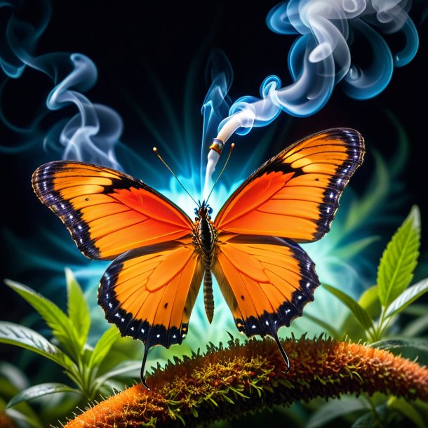 Image d'un papillon orange fumant