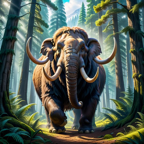 Image of a smiling of a mammoth in the forest