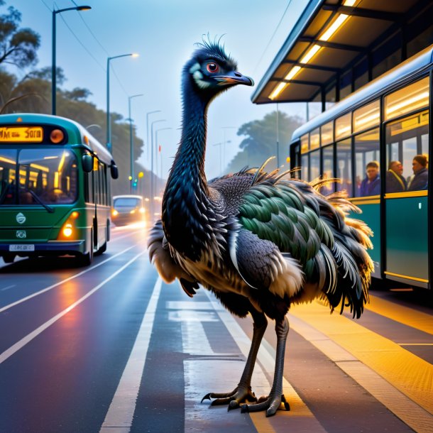 Imagem de uma dança de uma emu no ponto de ônibus