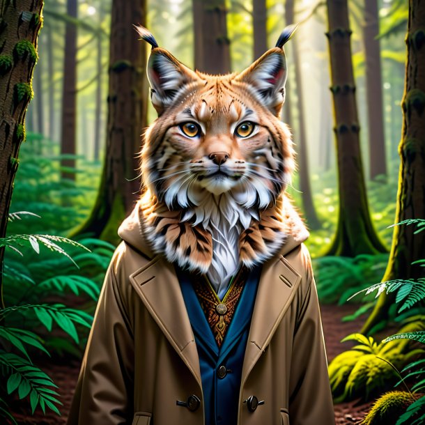 Picture of a lynx in a coat in the forest