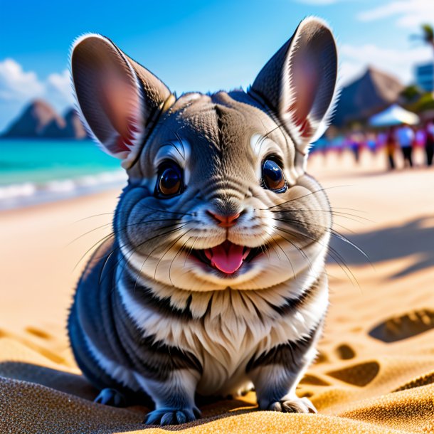 Pic of a smiling of a chinchillas on the beach