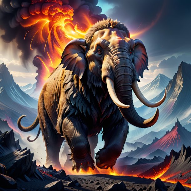 Picture of a threatening of a mammoth in the volcano