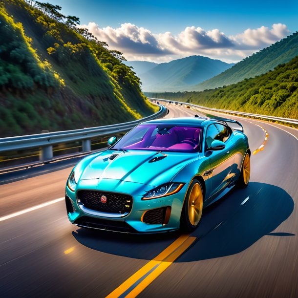 Foto de un jaguar en un cinturón en la carretera