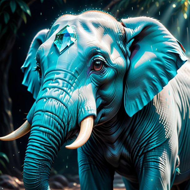 Foto de um elefante aquamarino chorando