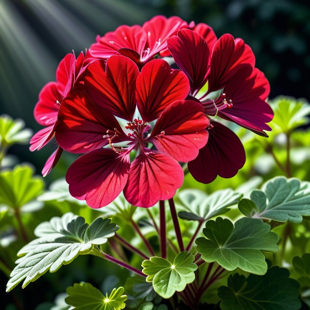 Picture of a maroon geranium, clouded