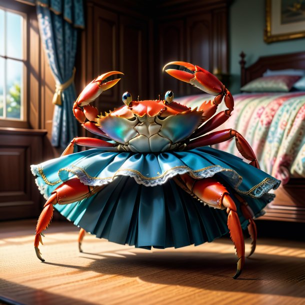 Picture of a crab in a skirt in the house