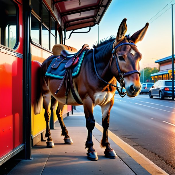 Image of a mule in a shoes on the bus stop