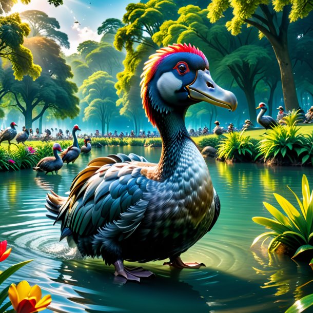 Pic d'une baignade d'un dodo dans le parc