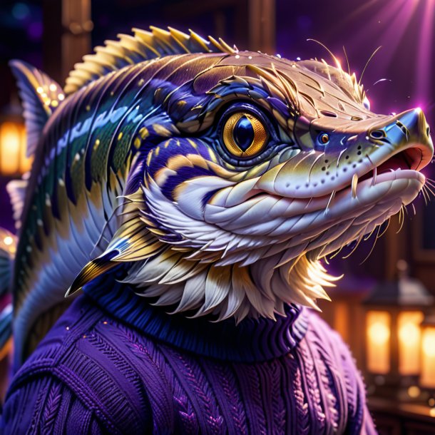 Pic of a pike in a purple sweater