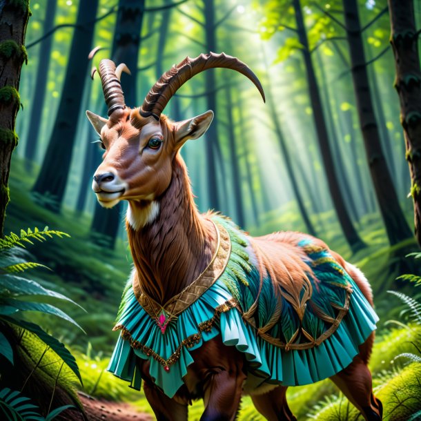 Photo of a ibex in a dress in the forest