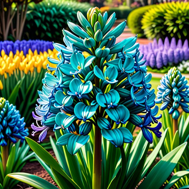 Sketch of a teal hyacinth, garden