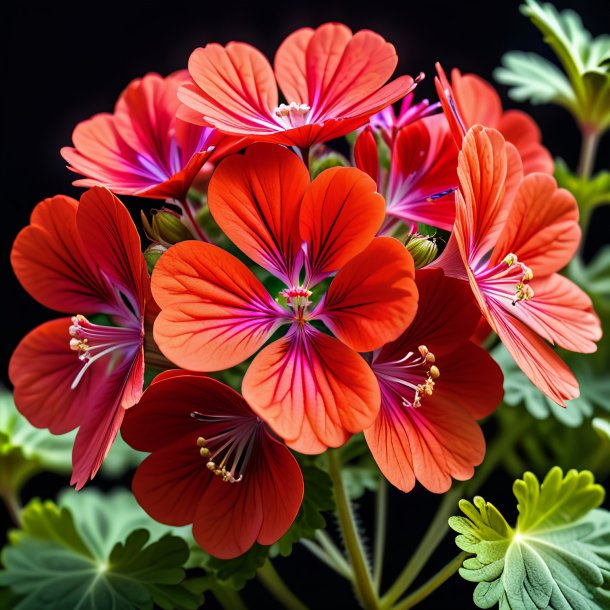 Imagery of a coral geranium, clouded