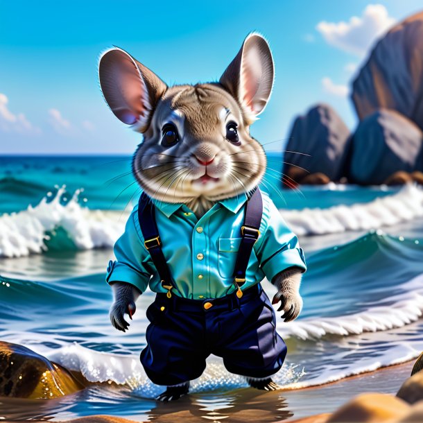 Photo of a chinchillas in a trousers in the sea