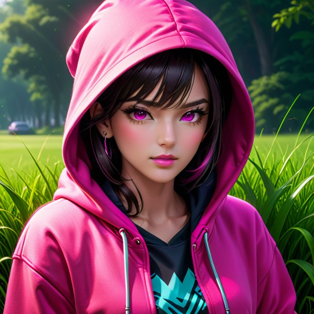 Clipart of a hot pink hoodie from grass