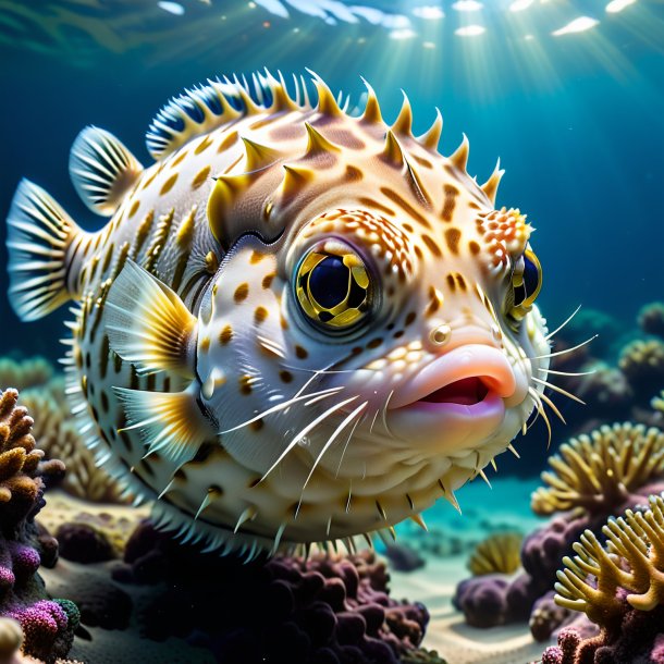 Photo of a pufferfish in a belt in the water