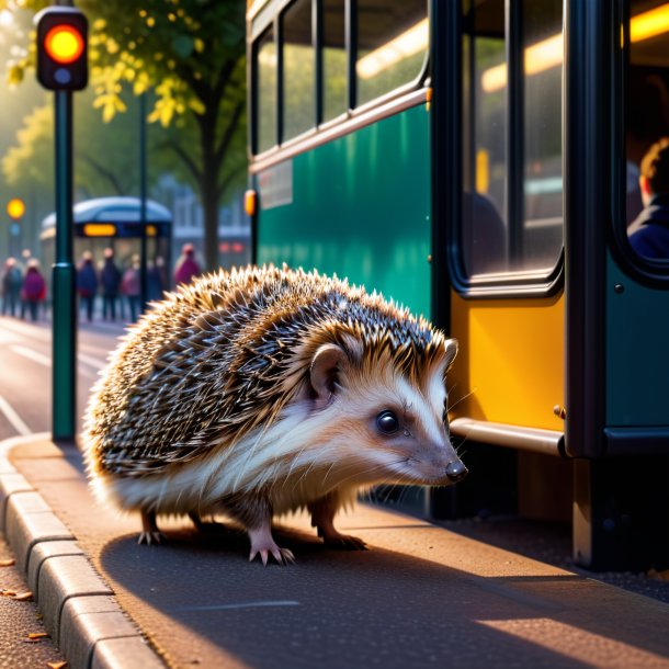 Imagem de uma espera de um ouriço na parada de ônibus