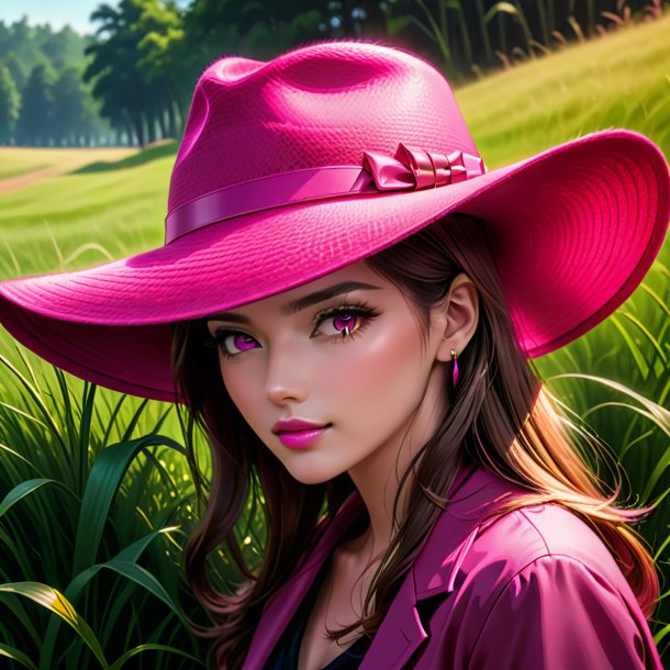 Sketch of a hot pink hat from grass