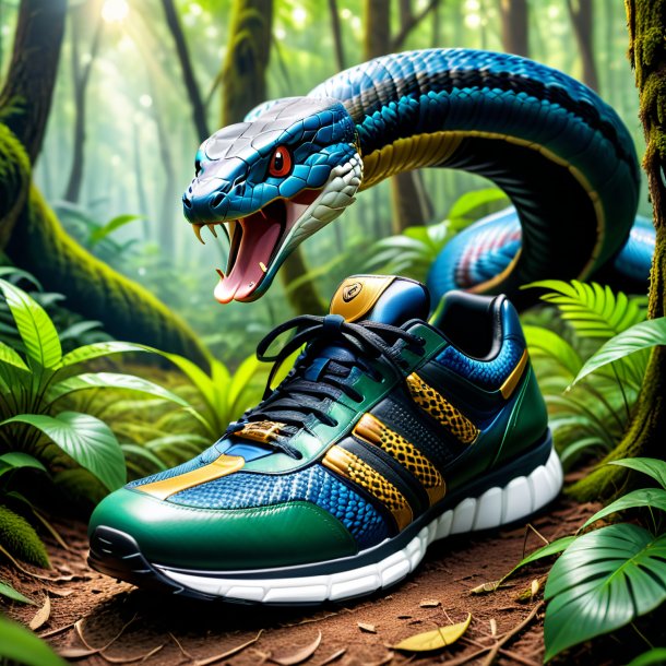 Image of a cobra in a shoes in the forest