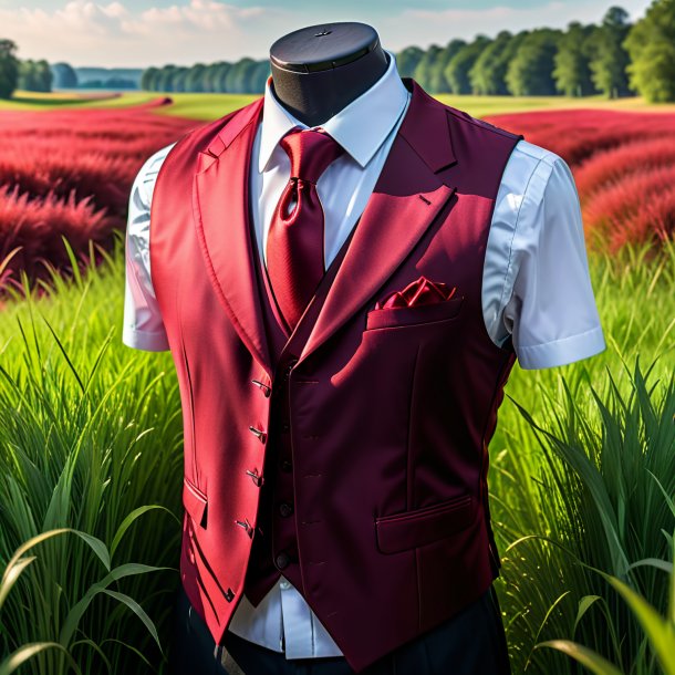 Image of a crimson vest from grass