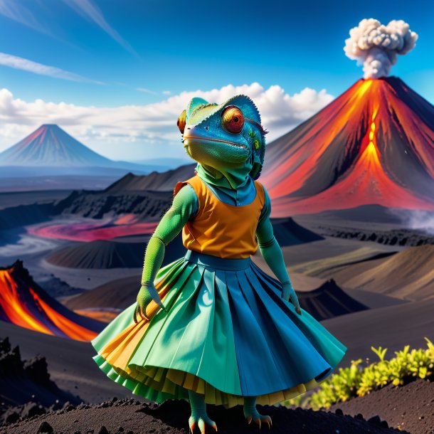 Picture of a chameleon in a skirt in the volcano