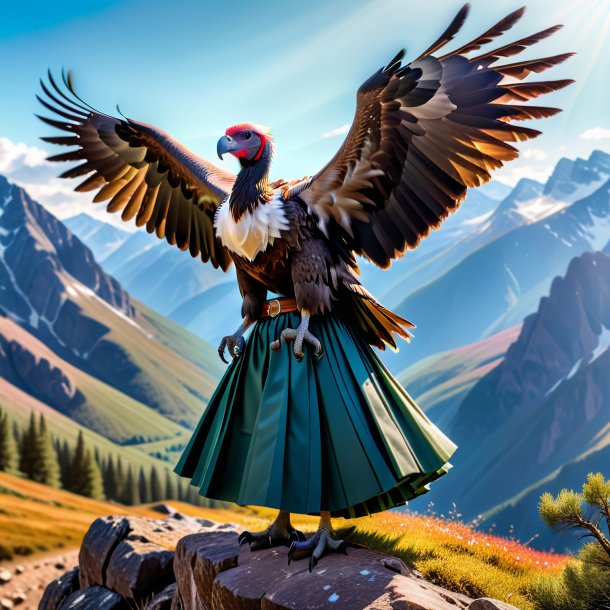 Picture of a vulture in a skirt in the mountains