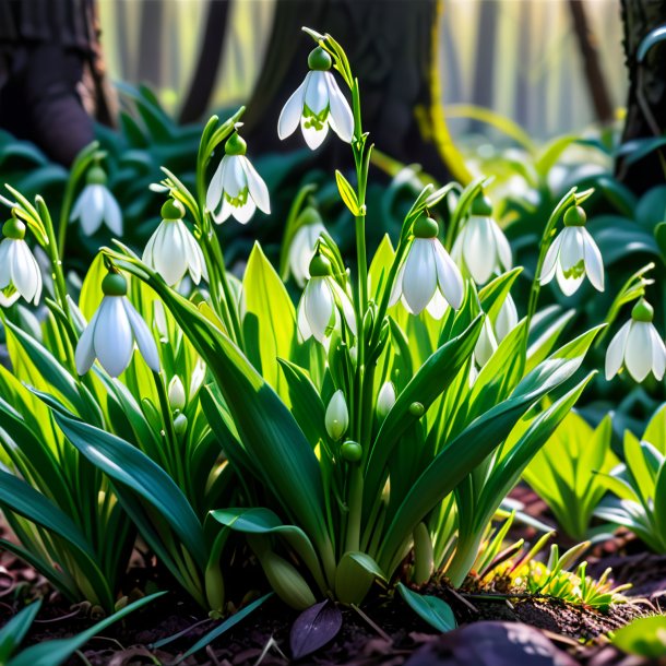 Sketch de um snowdrop verde de ervilha