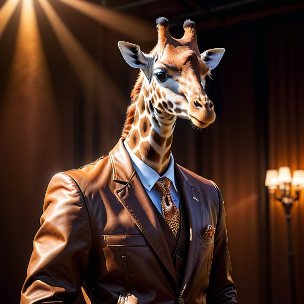 Image of a giraffe in a brown jacket