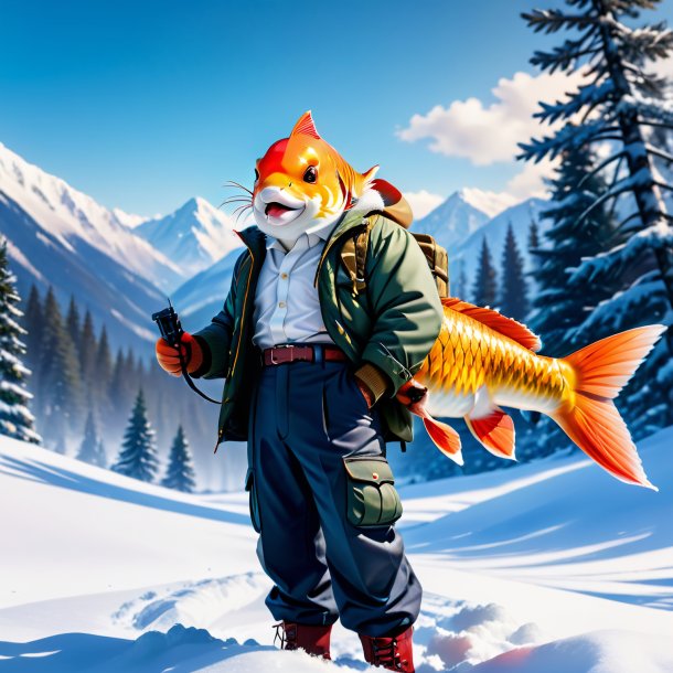 Pic of a carp in a trousers in the snow