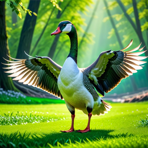 Pic of a green dancing goose